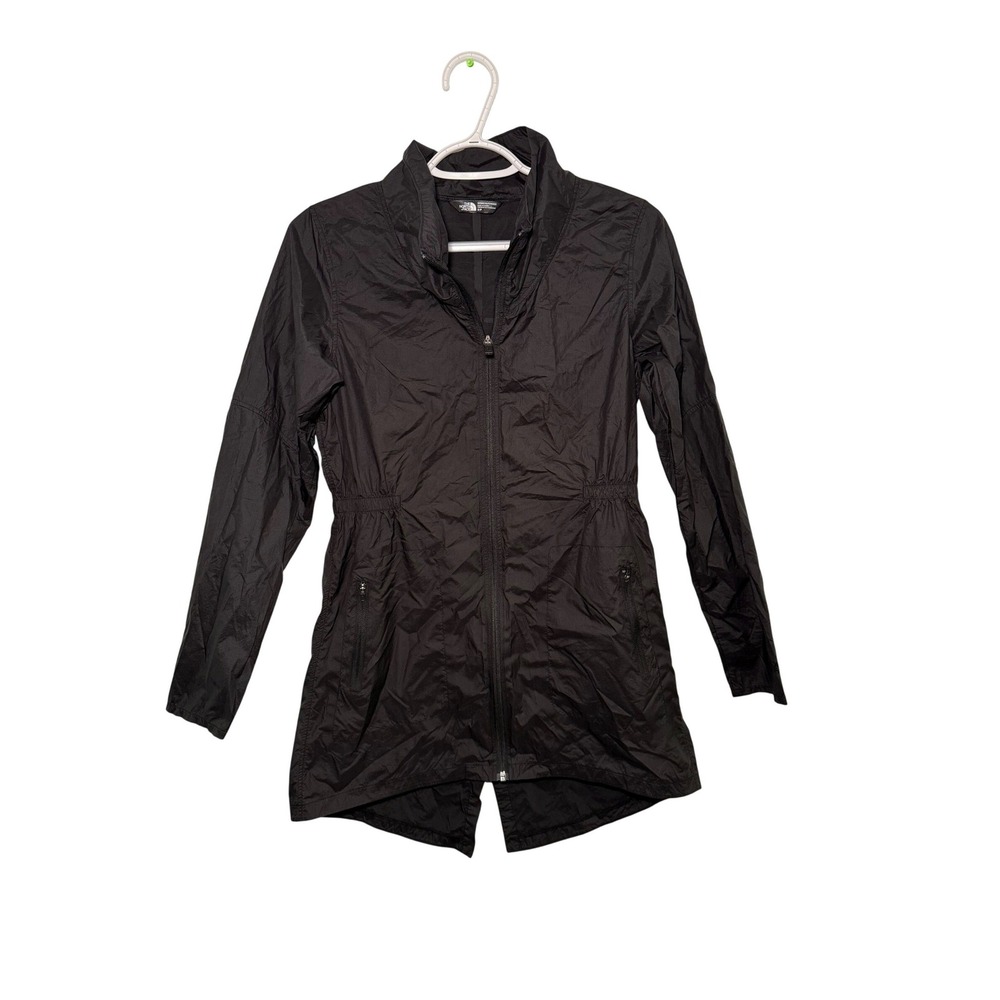 The North Face Womens Black Lightweight Long Nylon Rain‎ Jacket Womens Small